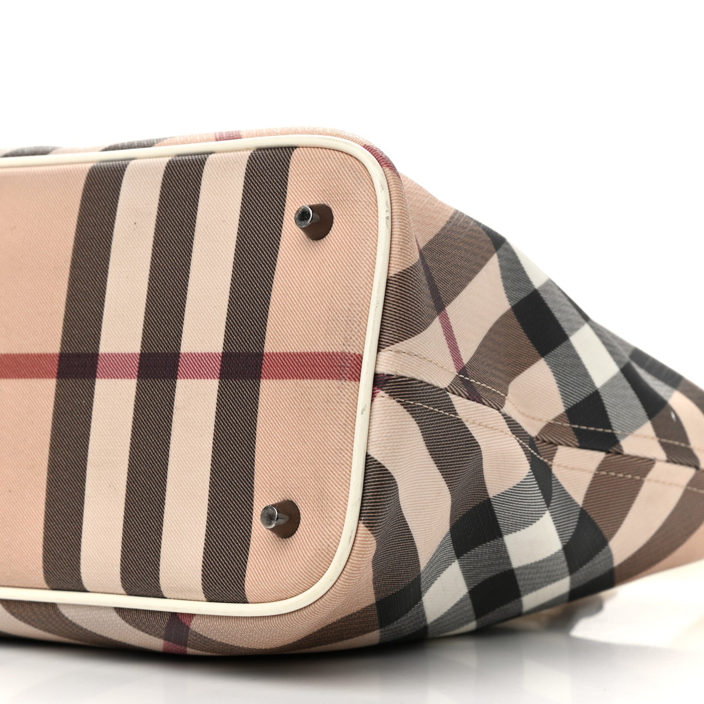 Nova Check Patent Trim Shopper Tote White