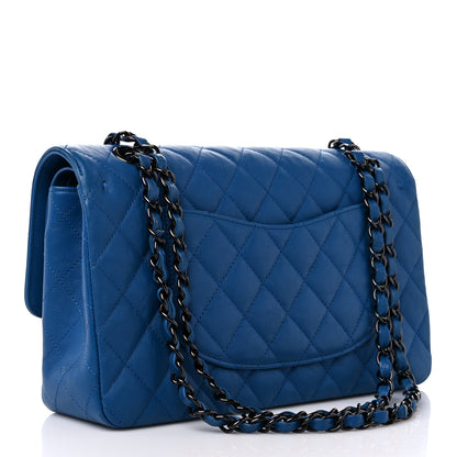 Chanel Crumpled Calfskin Quilted Medium Double Flap Blue 3 of 12