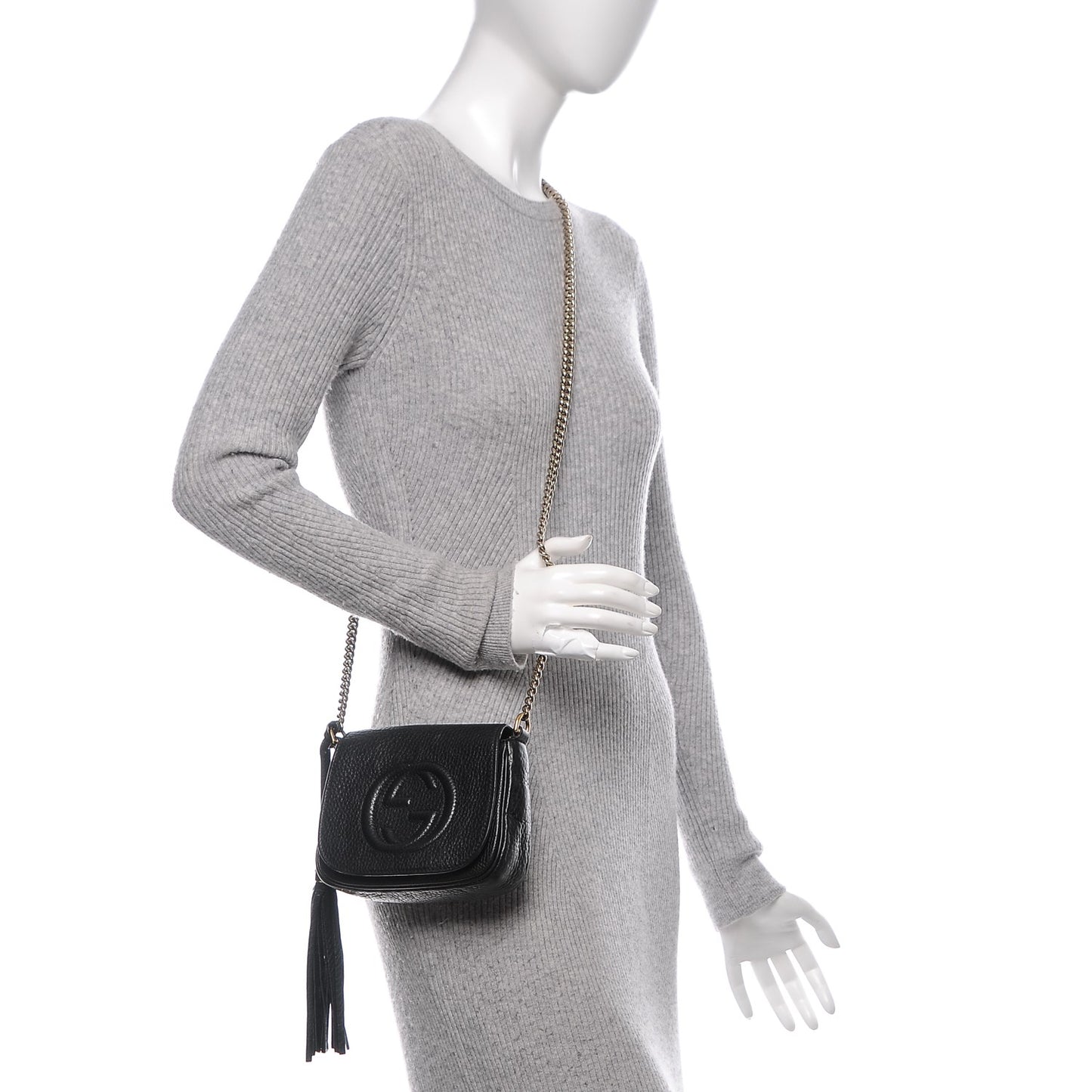 Pebbled Calfskin Small Soho Flap Crossbody Black