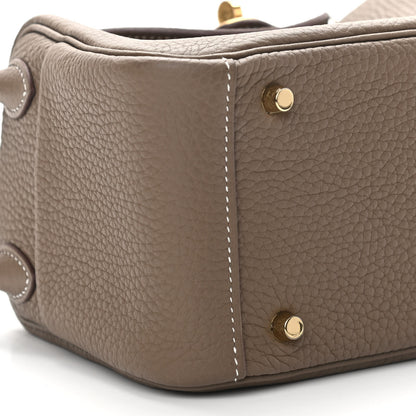 Hermes Taurillon Clemence Mini Lindy 20 Etoupe 9 of 11