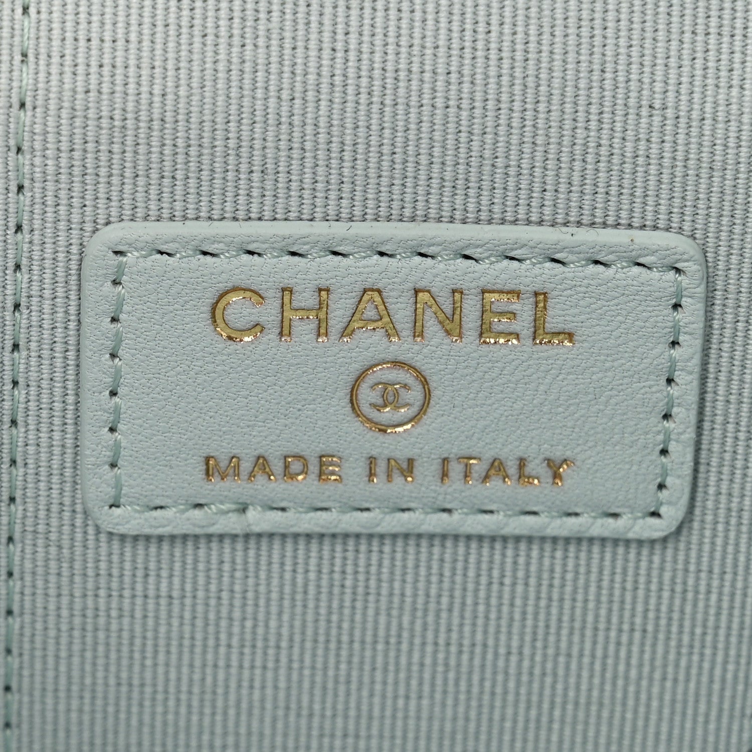 Chanel Lambskin Quilted Top Handle Mini Vanity Case With Chain Light Blue 6 of 12