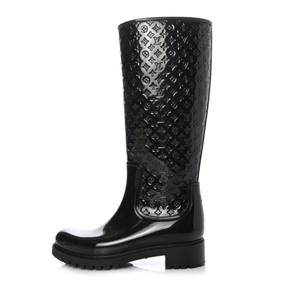 Louis Vuitton Rubber Embossed Monogram Splash Rain Boots 38 Black 1 of 4