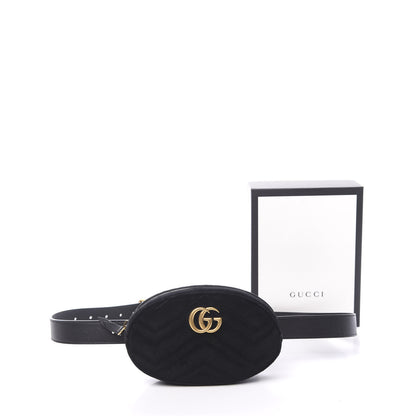Gucci Velvet Matelasse GG Marmont Belt Bag 95 38 Black 11 of 11