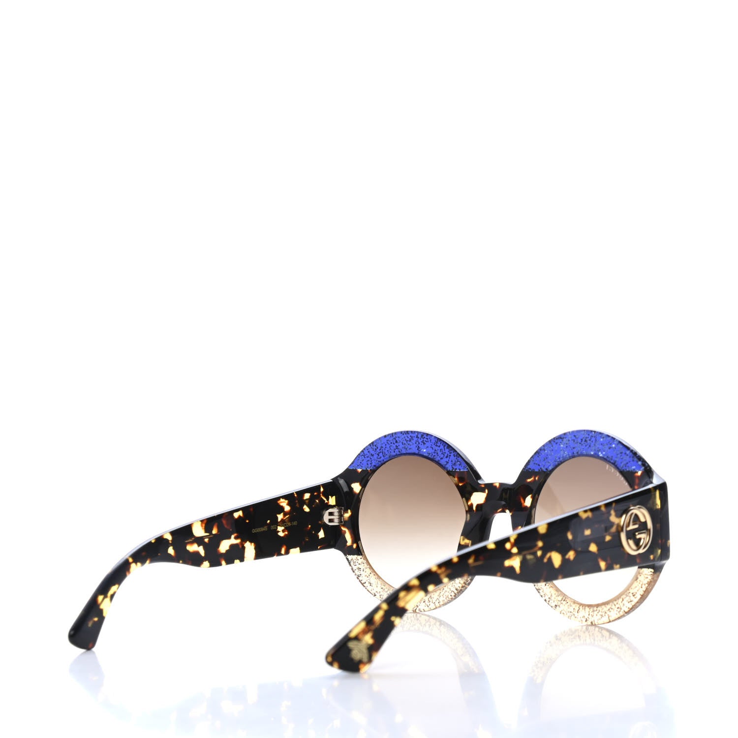 Gucci Acetate Round GG0084S Sunglasses Glitter Blue Multi 4 of 4