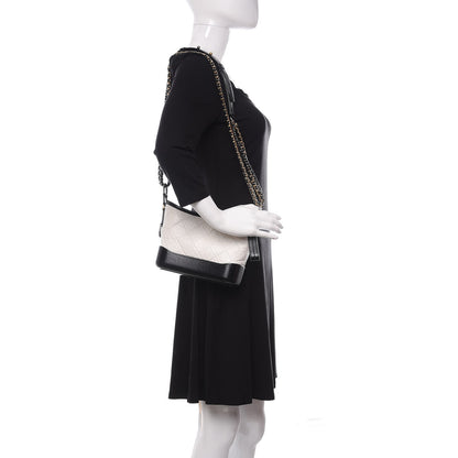Chanel Aged Calfskin Quilted Small Gabrielle Hobo Black White 2 of 11