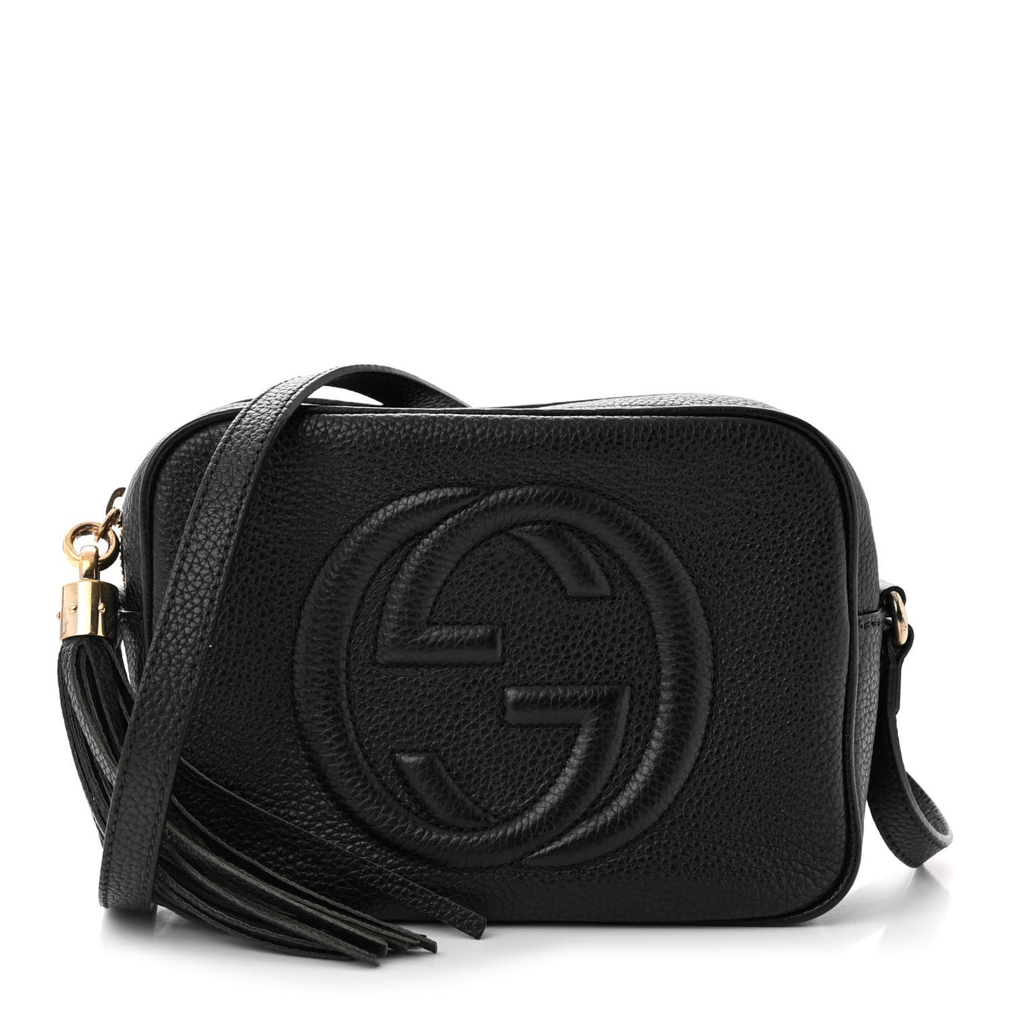 Pebbled Calfskin Small Soho Disco Bag Black