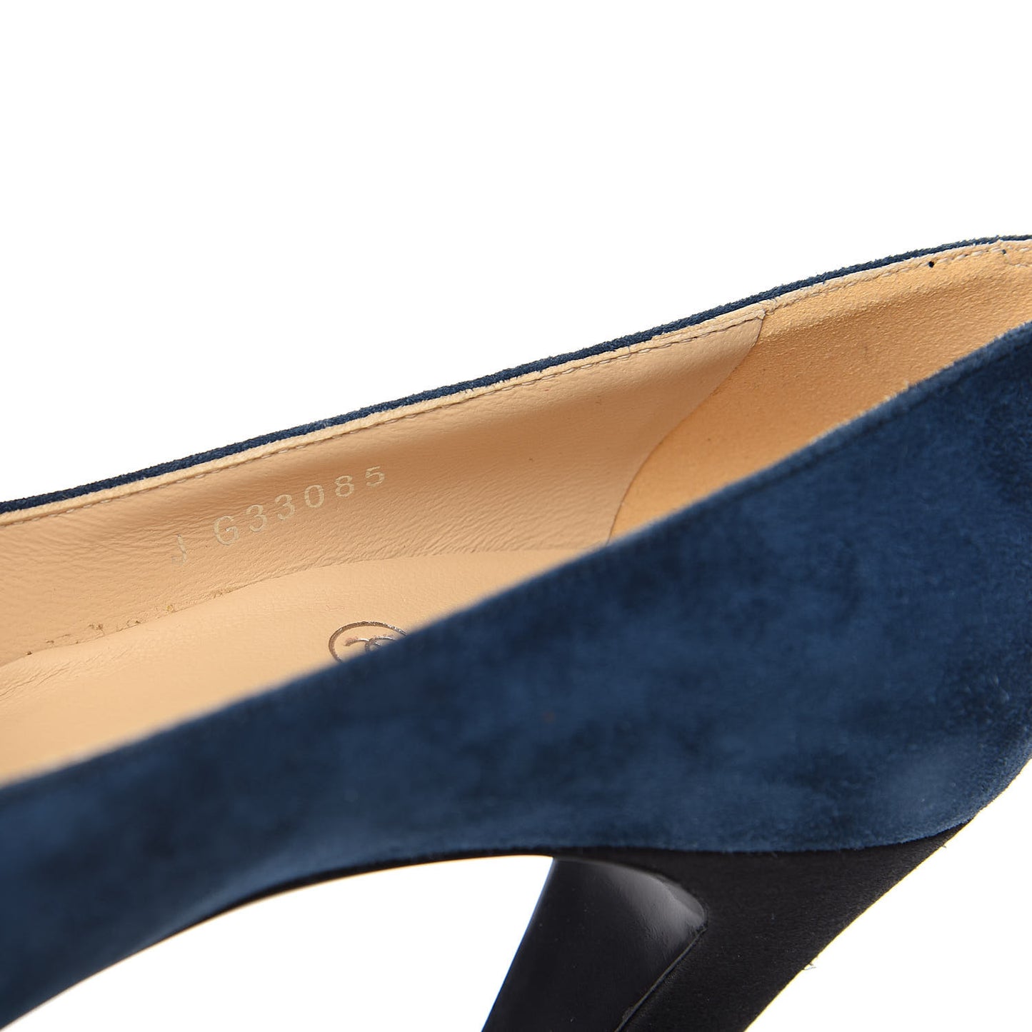 Suede Satin Cap Toe Gabrielle Pumps 35.5 Navy Black