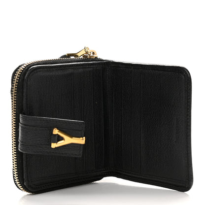 Saint Laurent Textured Calfskin Classic Y Ligne Compact Wallet Black 7 of 9
