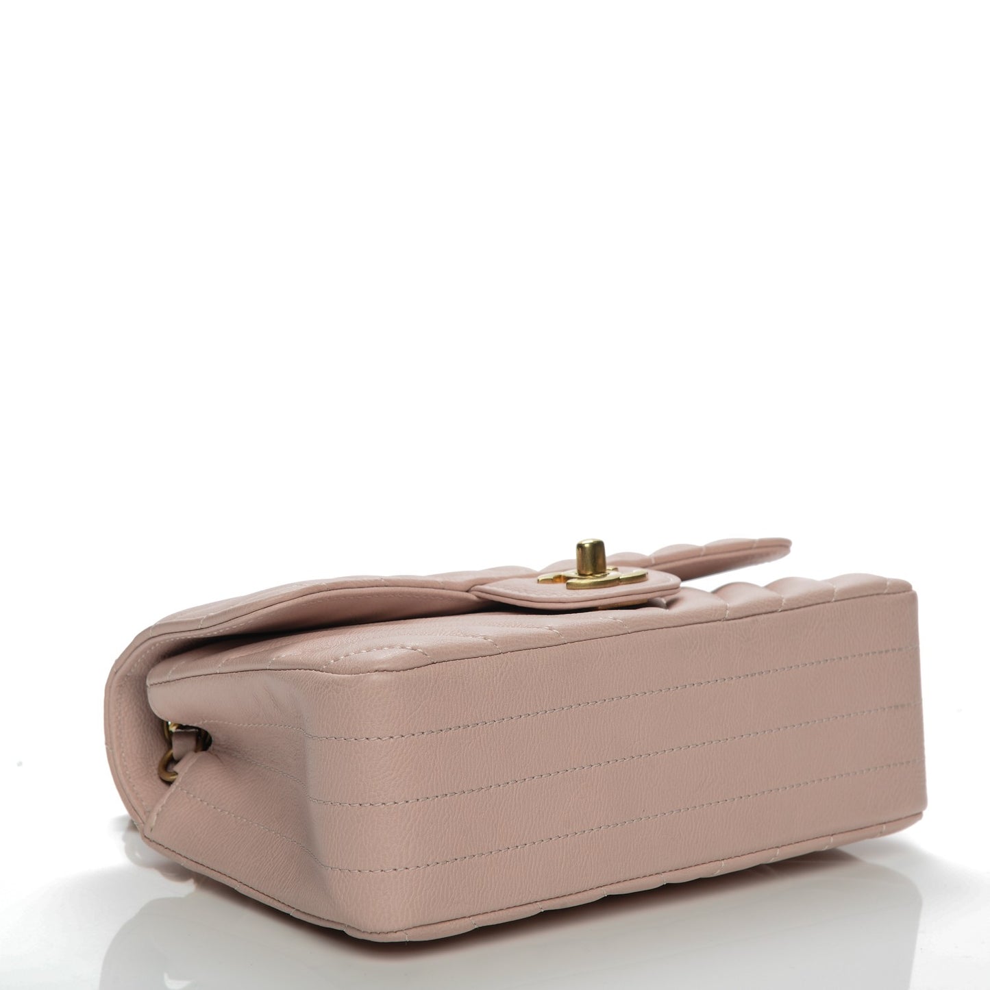 Calfskin Chevron Quilted Mini Rectangular Flap Light Pink