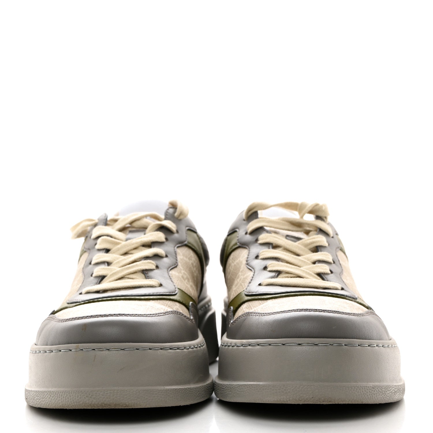 Gucci GG Supreme Mens Platform Sneaker 9 Grey Beige 2 of 8