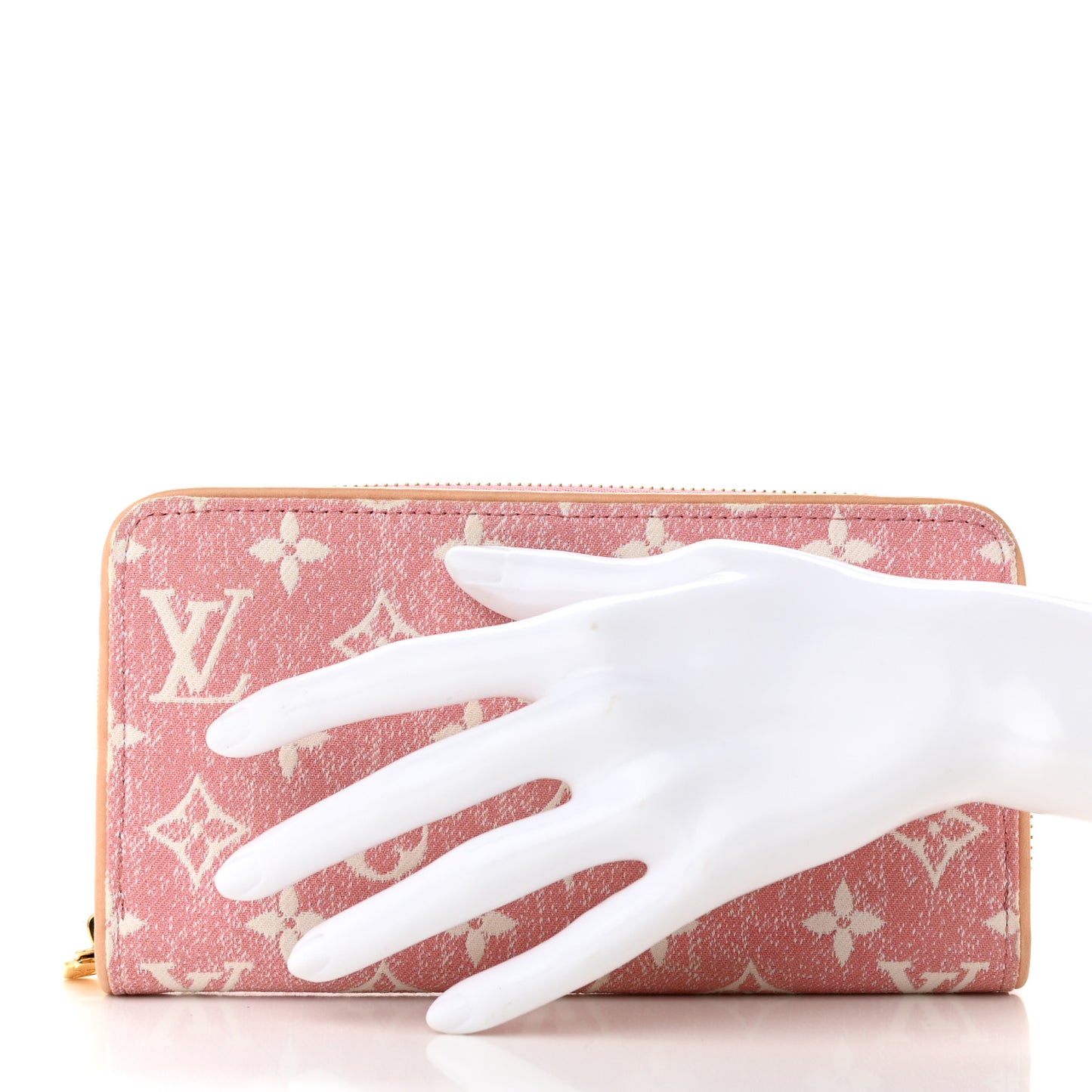 Denim Monogram Jacquard Zippy Wallet Pink