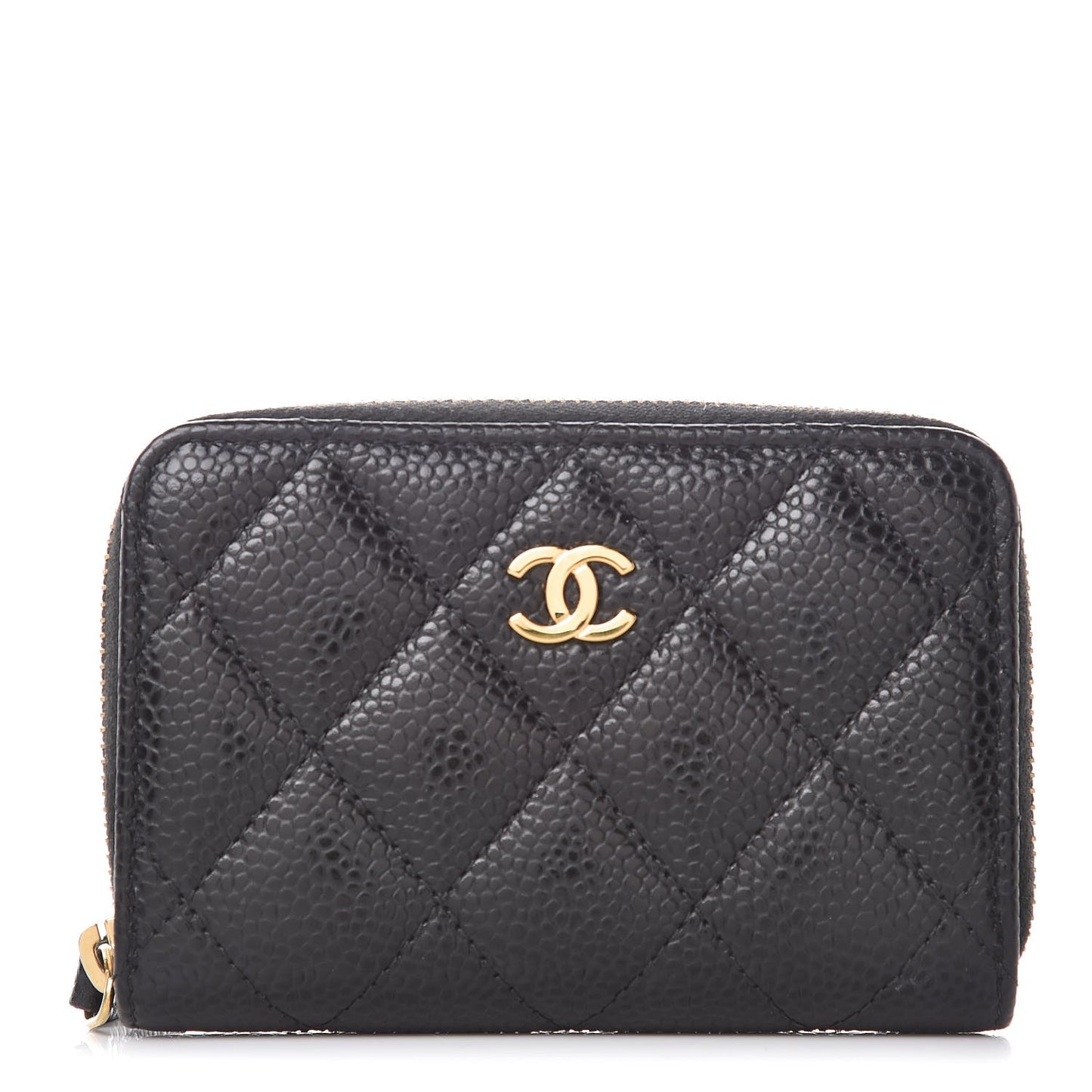 Caviar Quilted Zip Coin Purse Black