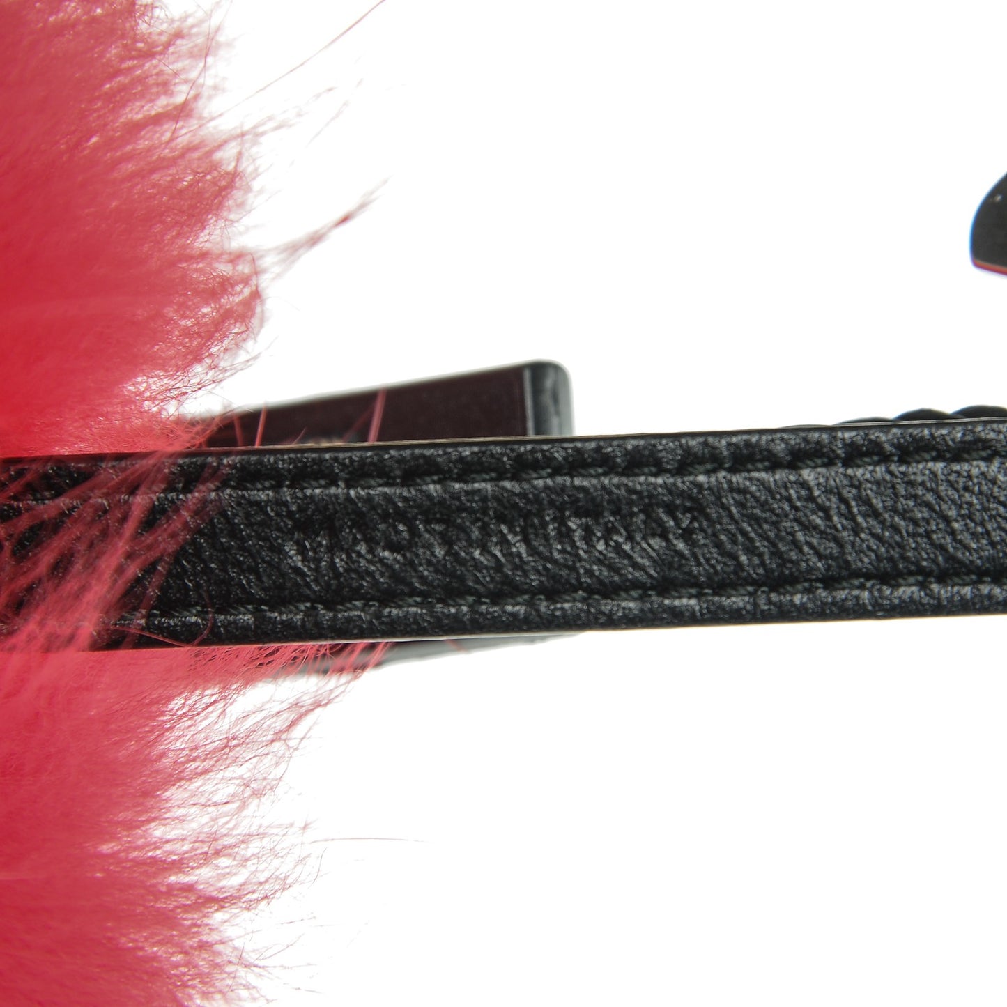Fox Fur Shiny Nappa Rainbow Pom Pom Bag Charm Rosso Multicolor Black