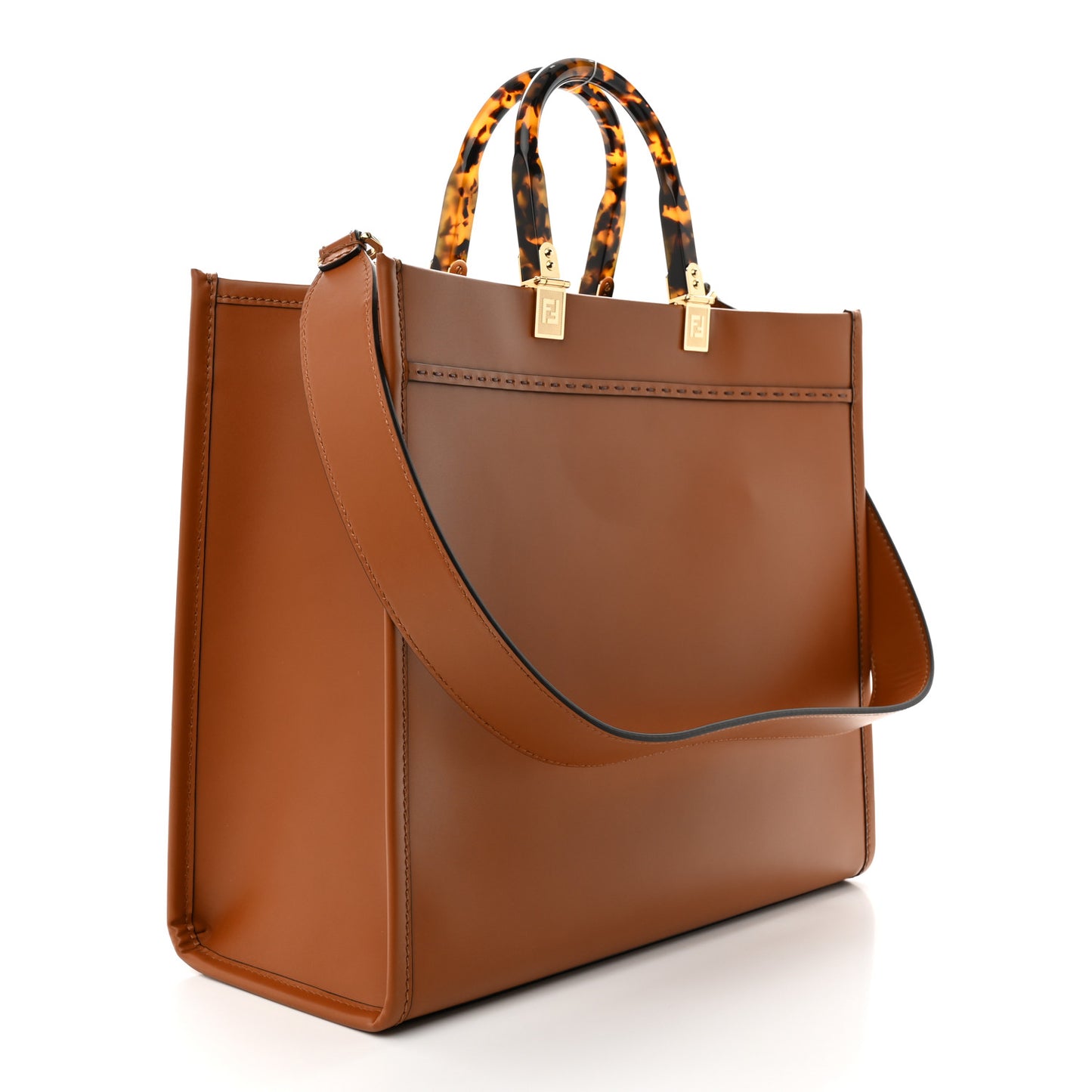 Vitello King Plexiglass Medium Fendi Sunshine Shopper Tote Cuoio