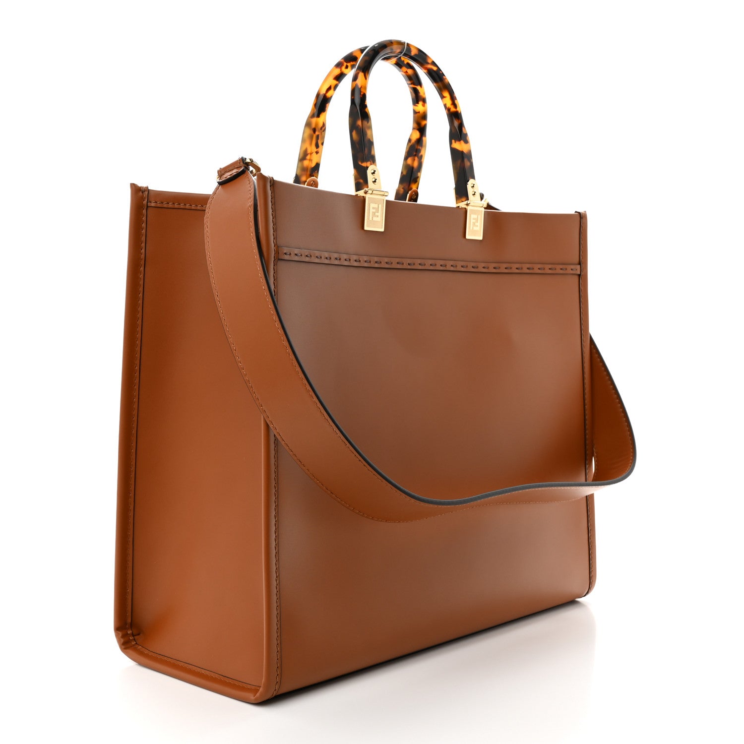 Fendi Vitello King Plexiglass Medium Fendi Sunshine Shopper Tote Cuoio 3 of 10