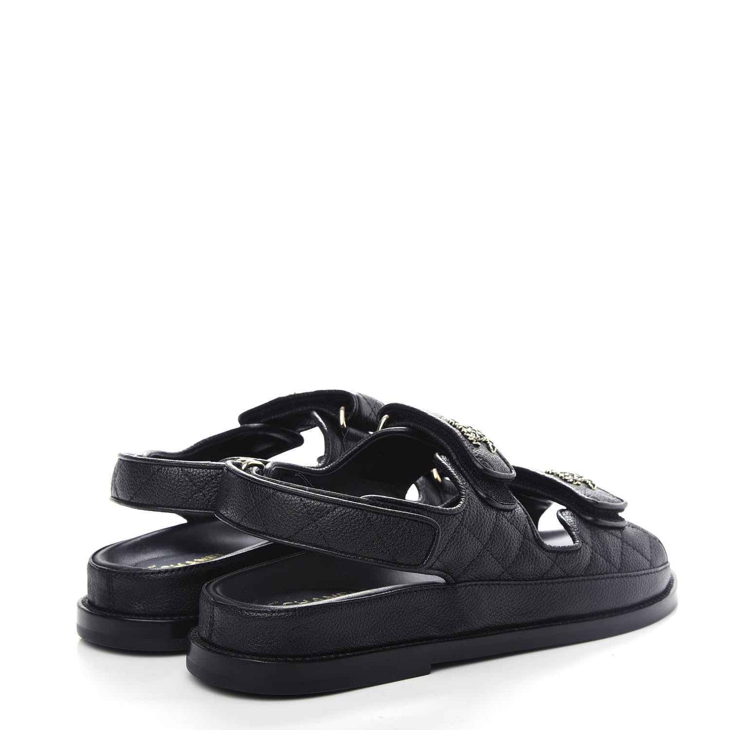 Chanel Grained Calfskin Velcro Dad Sandals 36 Black 4 of 11
