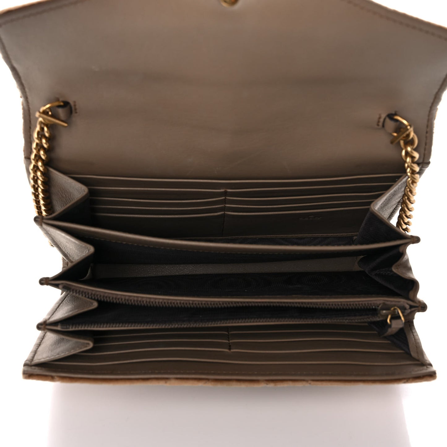 Velvet Matelasse GG Marmont Chain Wallet Taupe
