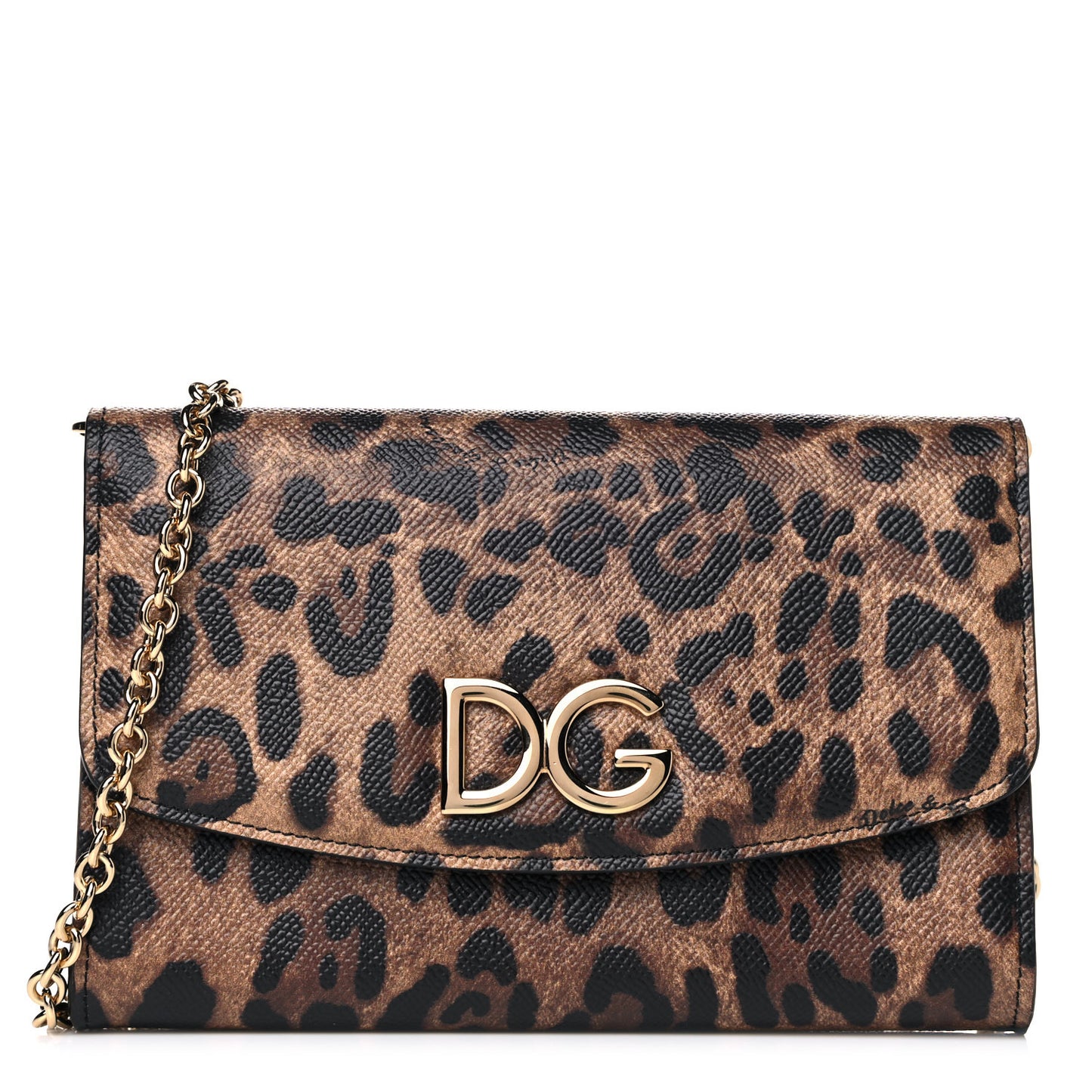 Dauphine Leopard Print Wallet On Chain Black