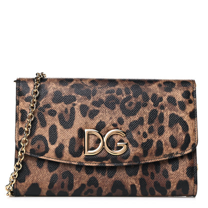 Dolce & Gabbana Dauphine Leopard Print Wallet On Chain Black 1 of 12