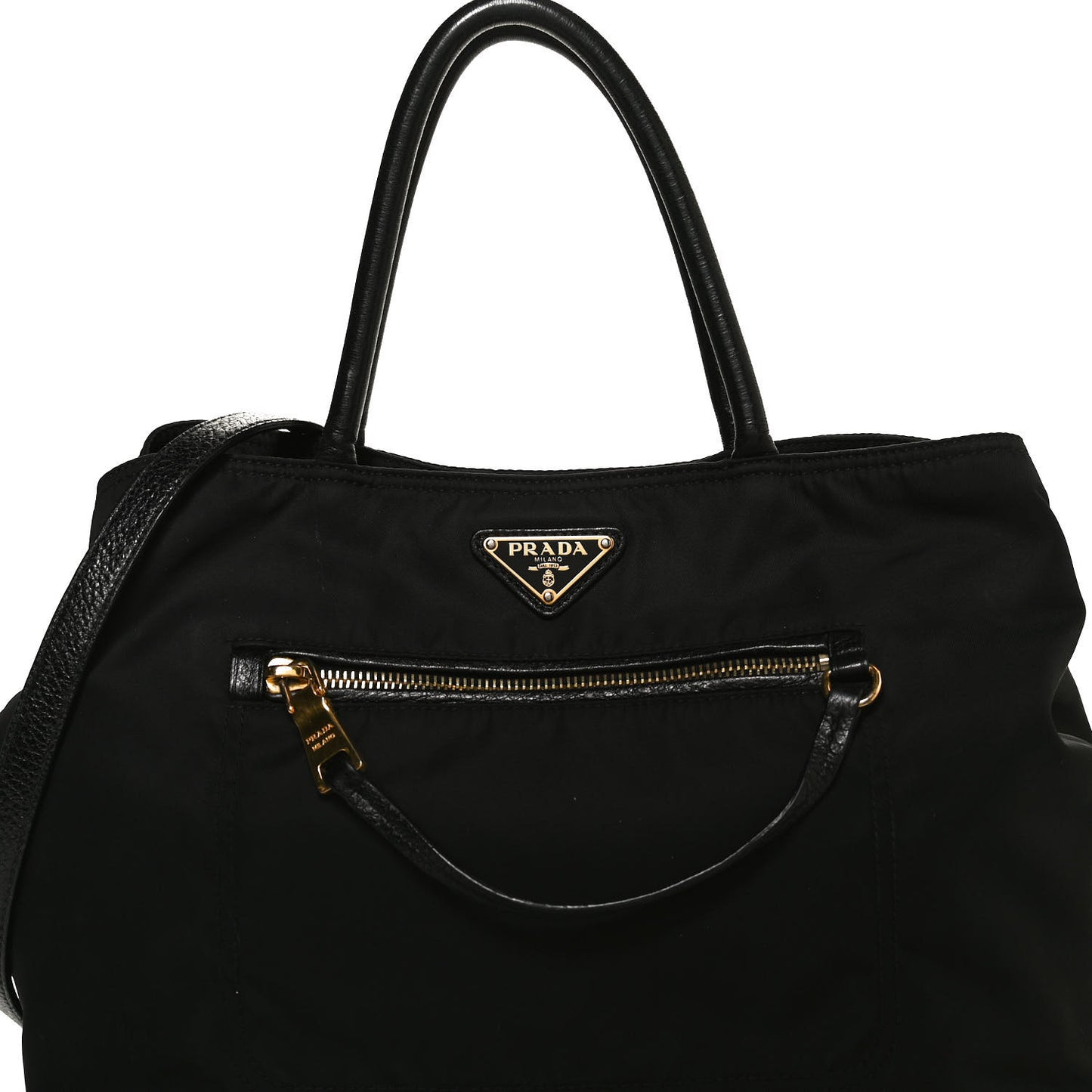 Tessuto Nylon Vitello Daino Tote Black