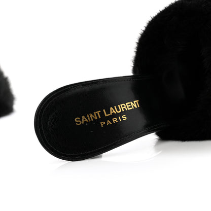 Saint Laurent Mink Calfskin Roy Mule Sandals 39 Black 11 of 19
