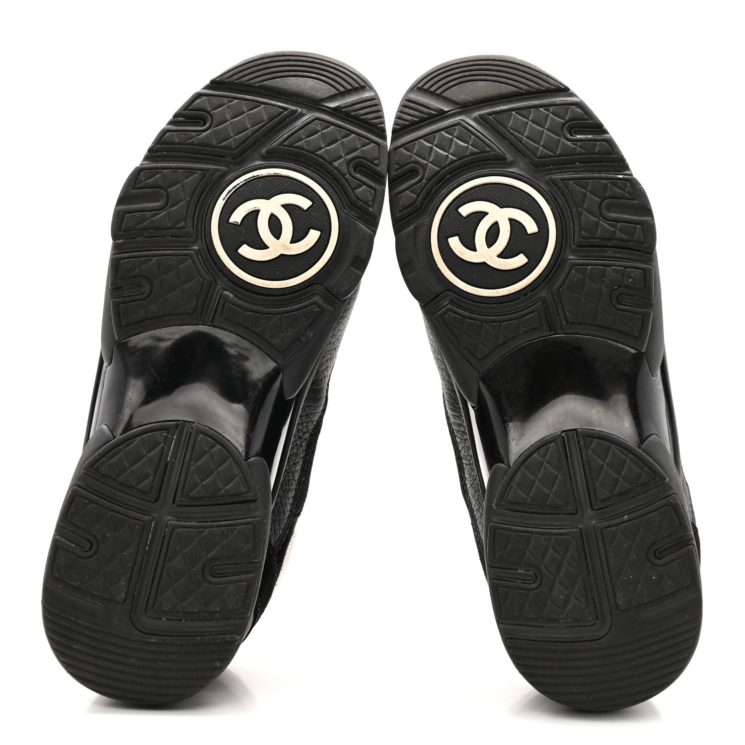 Chanel Mesh Suede Grained Calfskin Womens CC Sneakers 41 Black White 6 of 14