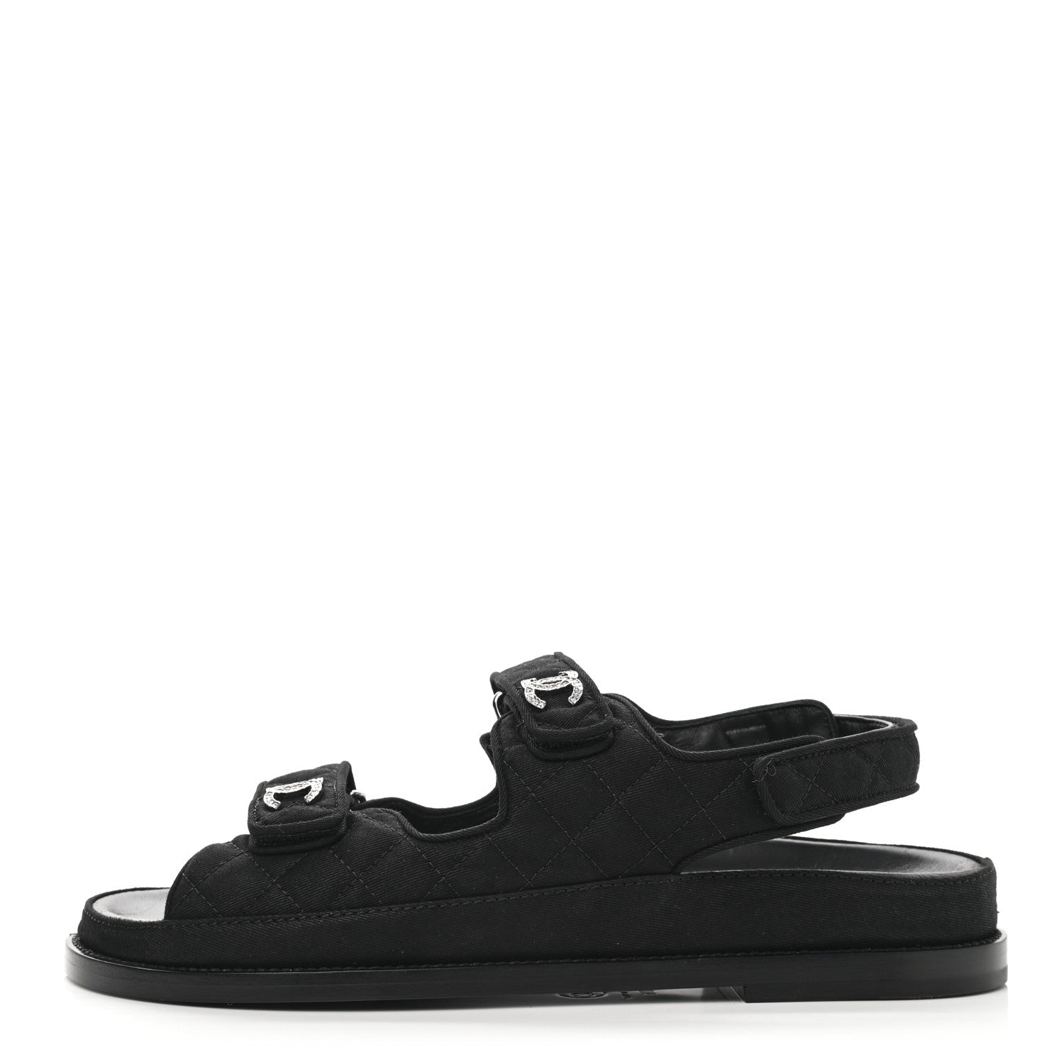 Chanel Mixed Fibers Velcro Dad Sandals 40.5 Black 1 of 9