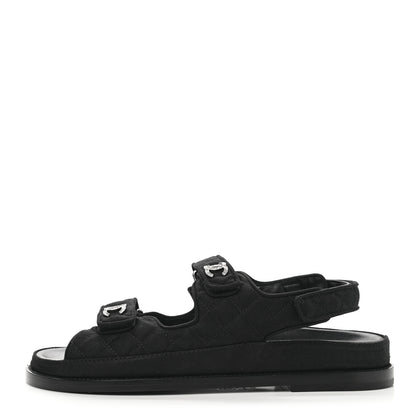 Chanel Mixed Fibers Velcro Dad Sandals 40.5 Black 1 of 9