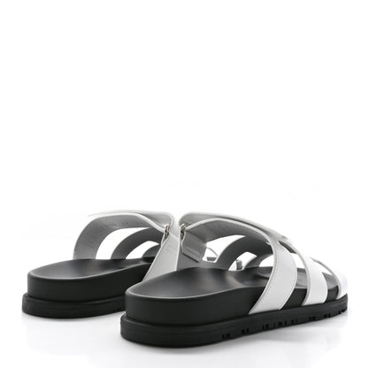 Hermes Calfskin Womens Chypre Sandals 37 White 4 of 10