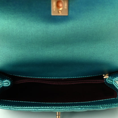 Chanel Metallic Caviar Quilted Mini Coco Handle Flap Blue 4 of 6