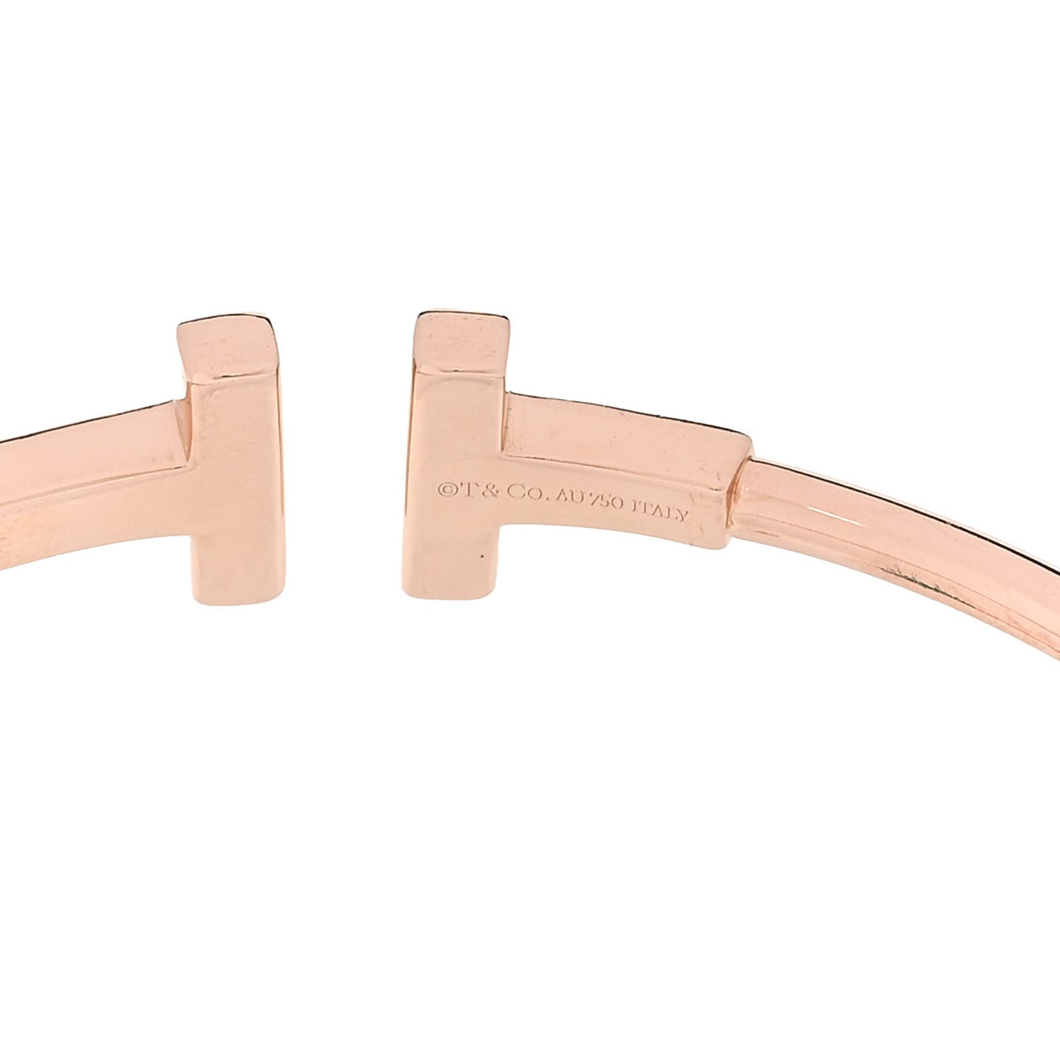 Tiffany 18K Rose Gold Diamond T Wire Bracelet 3 of 3