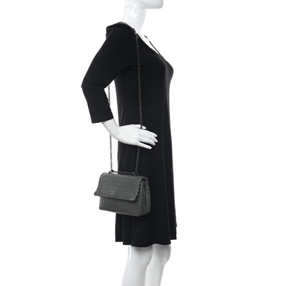 Bottega Veneta Nappa Intrecciato Baby Olimpia Shoulder Bag Steel 2 of 9