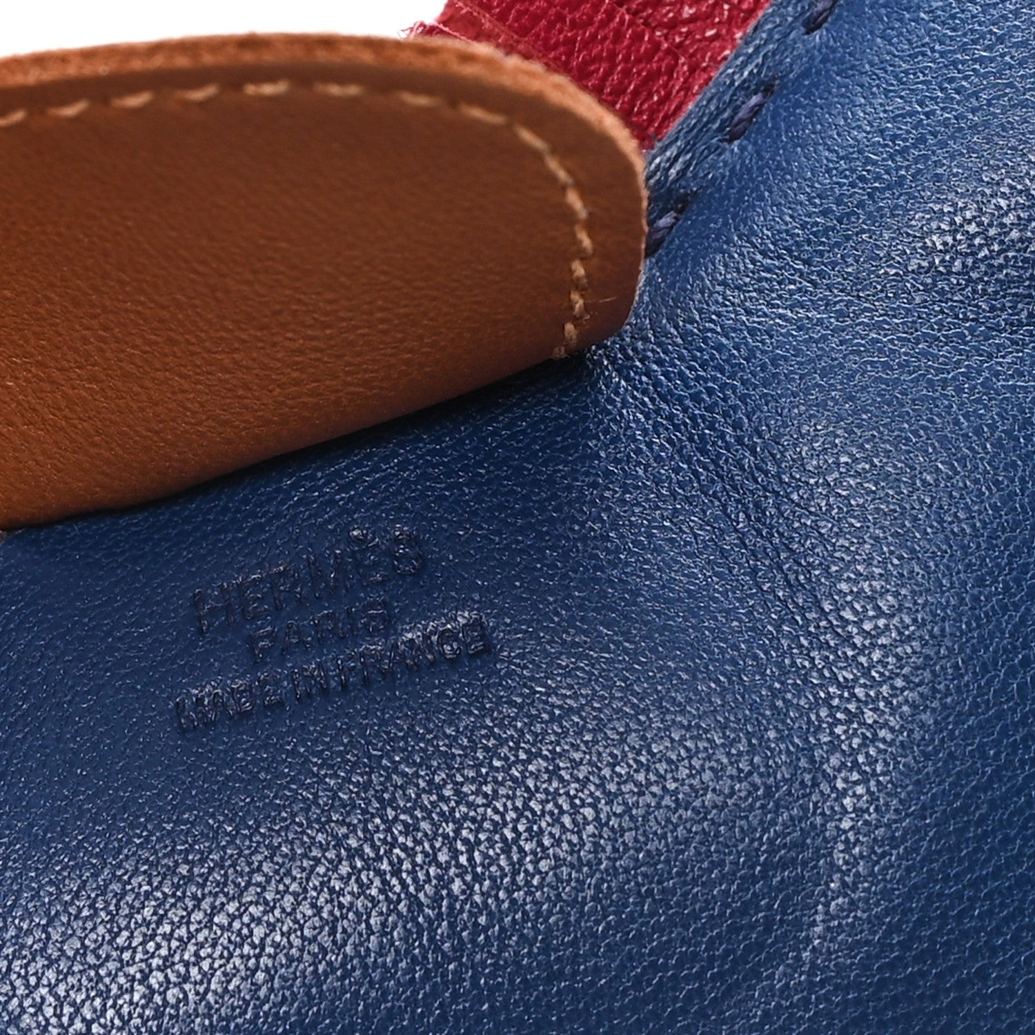 Hermes Milo Lambskin Grigri Rodeo Horse Bag Charm MM Bleu De Malte Rubis Fauve 3 of 3