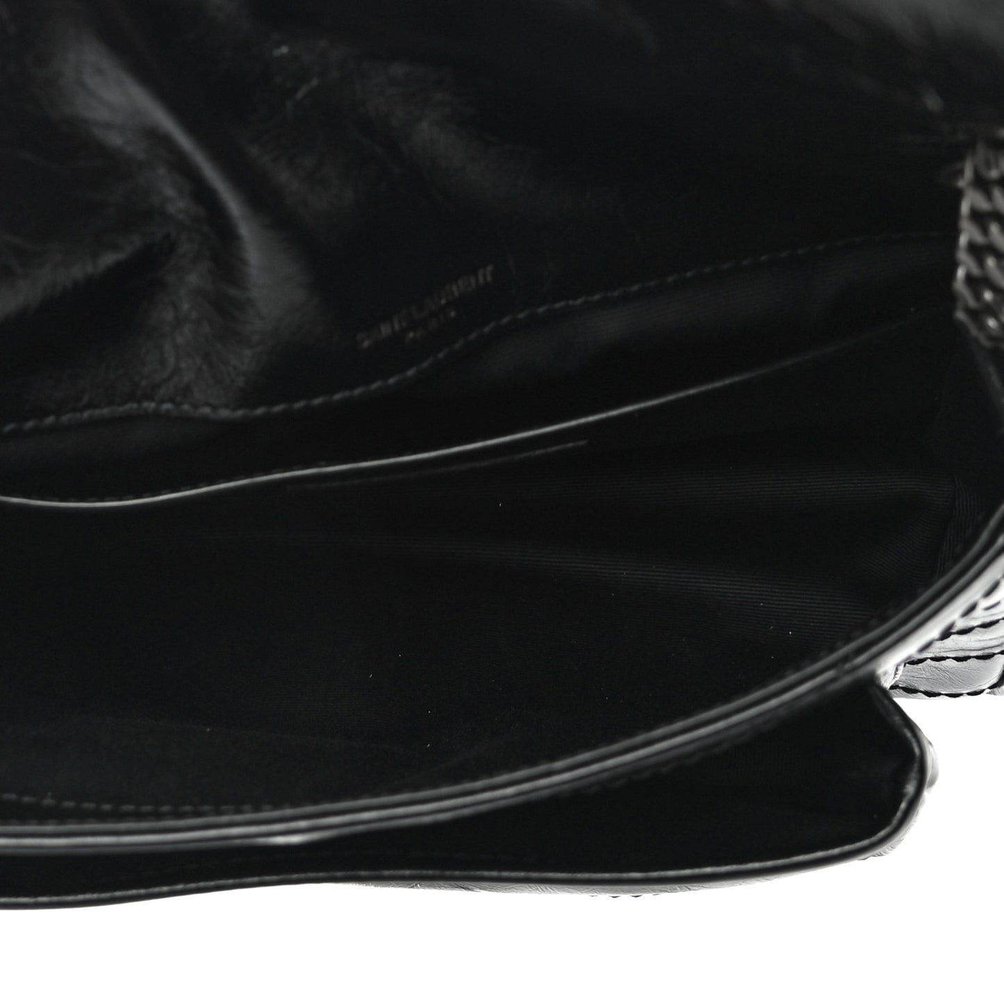 Crinkled Calfskin Matelasse Monogram Baby Niki Chain Satchel Black