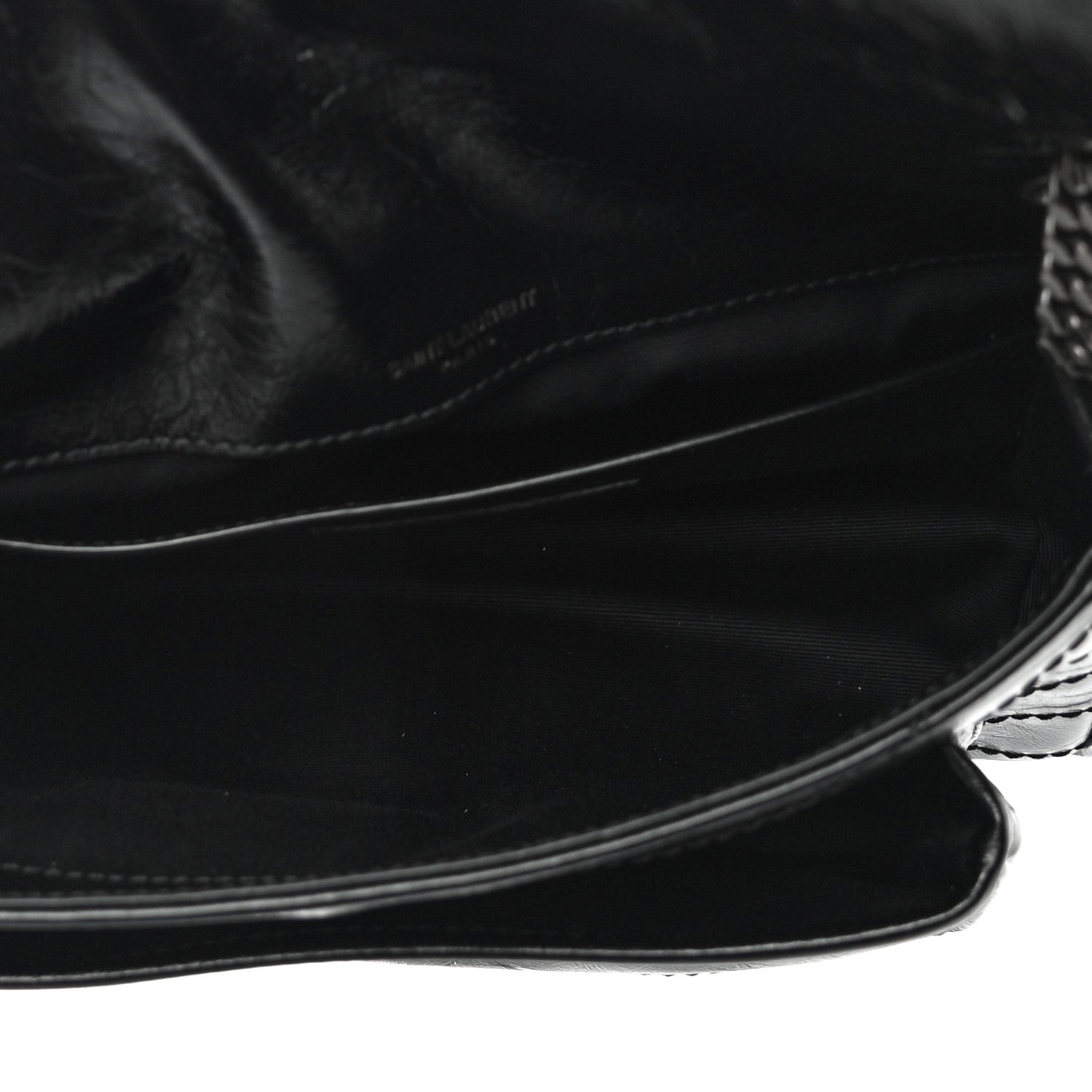 Saint Laurent Crinkled Calfskin Matelasse Monogram Baby Niki Chain Satchel Black 5 of 10