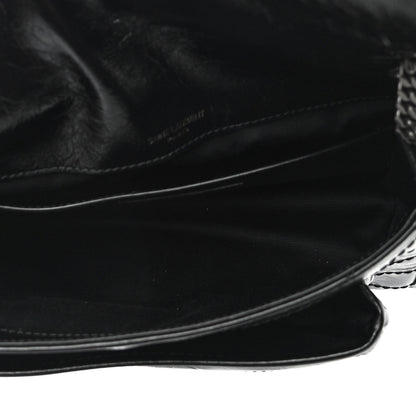 Saint Laurent Crinkled Calfskin Matelasse Monogram Baby Niki Chain Satchel Black 5 of 10