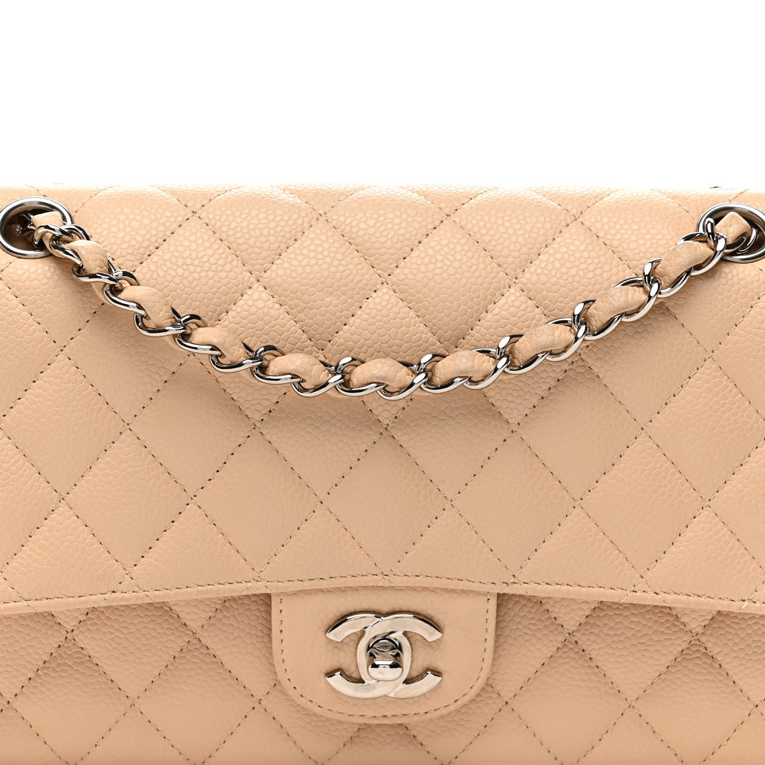 Chanel Caviar Quilted Medium Double Flap Beige Clair 8 of 10