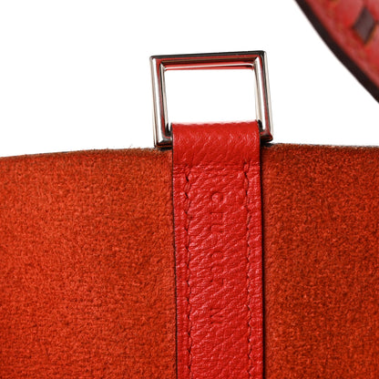 Hermes Epsom Tressage De Cuir Picotin Lock 18 PM Capucine Celeste Rouge H 7 of 10