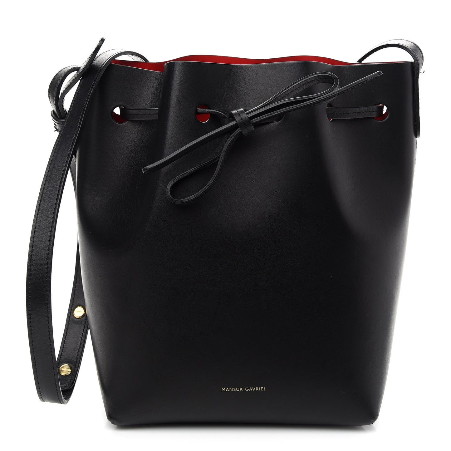 Vegetable Tanned Calfskin Mini Bucket Bag Black Flamma