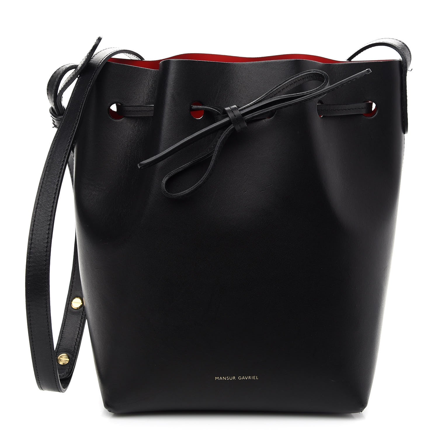 Mansur Gavriel Vegetable Tanned Calfskin Mini Bucket Bag Black Flamma 1 of 10