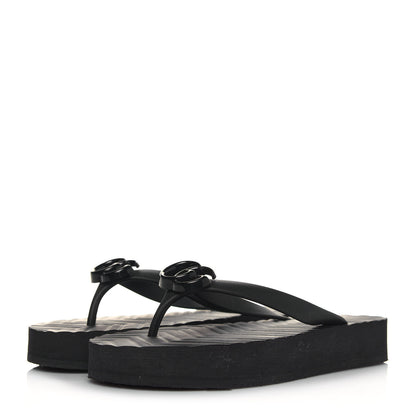 Gucci Rubber Chevron Womens GG Thong Sandals 38 Black 3 of 11