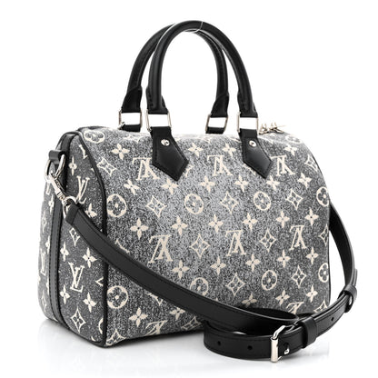 Louis Vuitton Denim Monogram Jacquard Speedy Bandouliere 25 Black 3 of 9