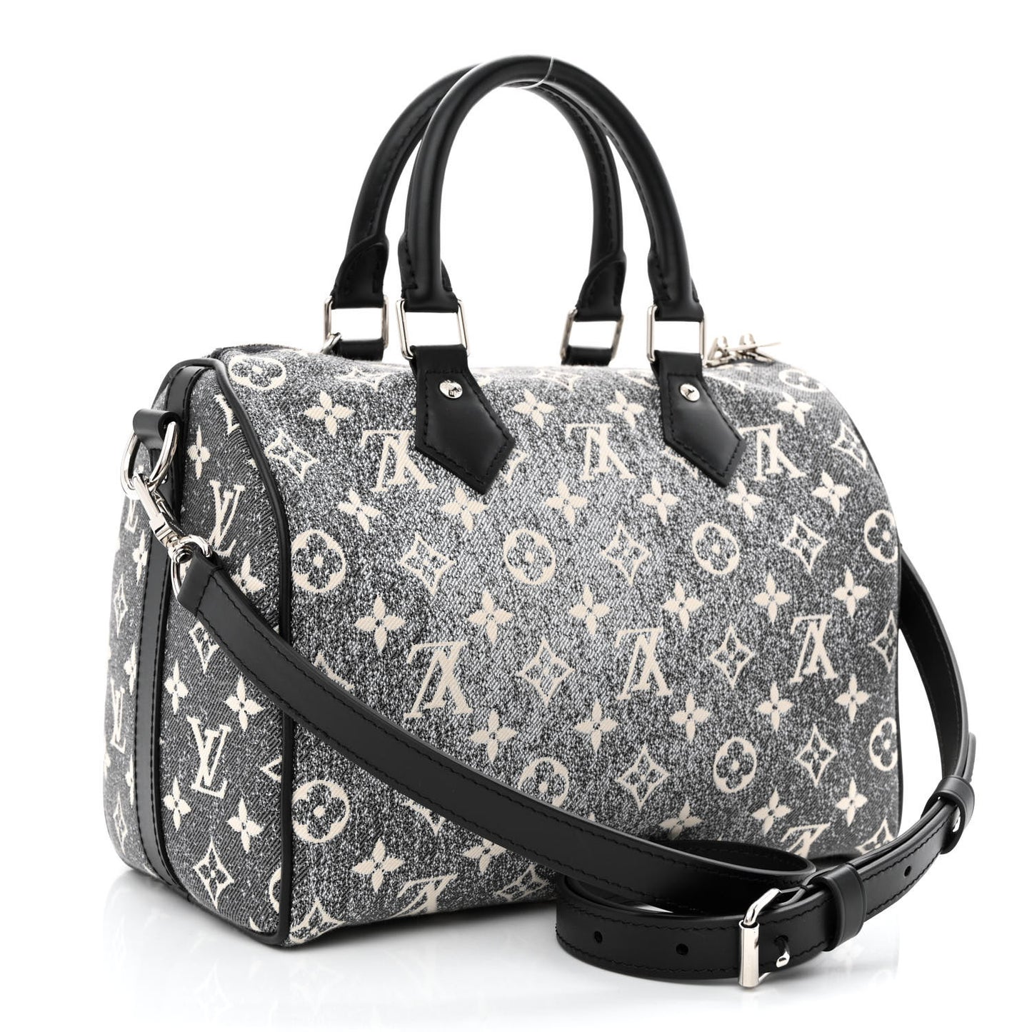 Denim Monogram Jacquard Speedy Bandouliere 25 Black