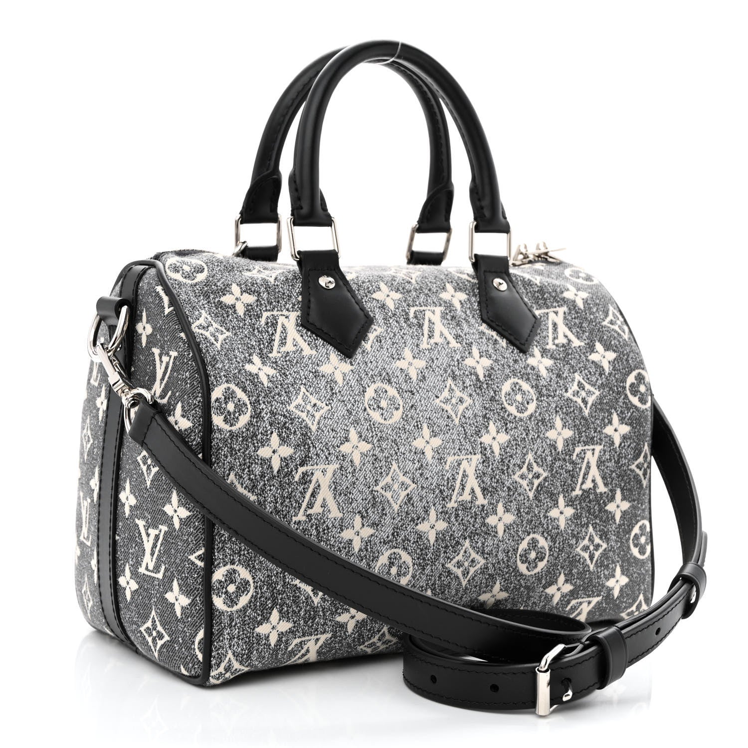 Louis Vuitton Denim Monogram Jacquard Speedy Bandouliere 25 Black 3 of 9