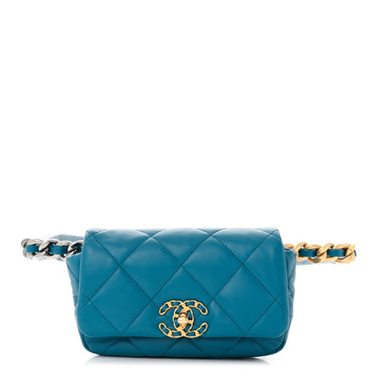Chanel Lambskin Quilted Chanel 19 Waist Bag Blue 1 of 10