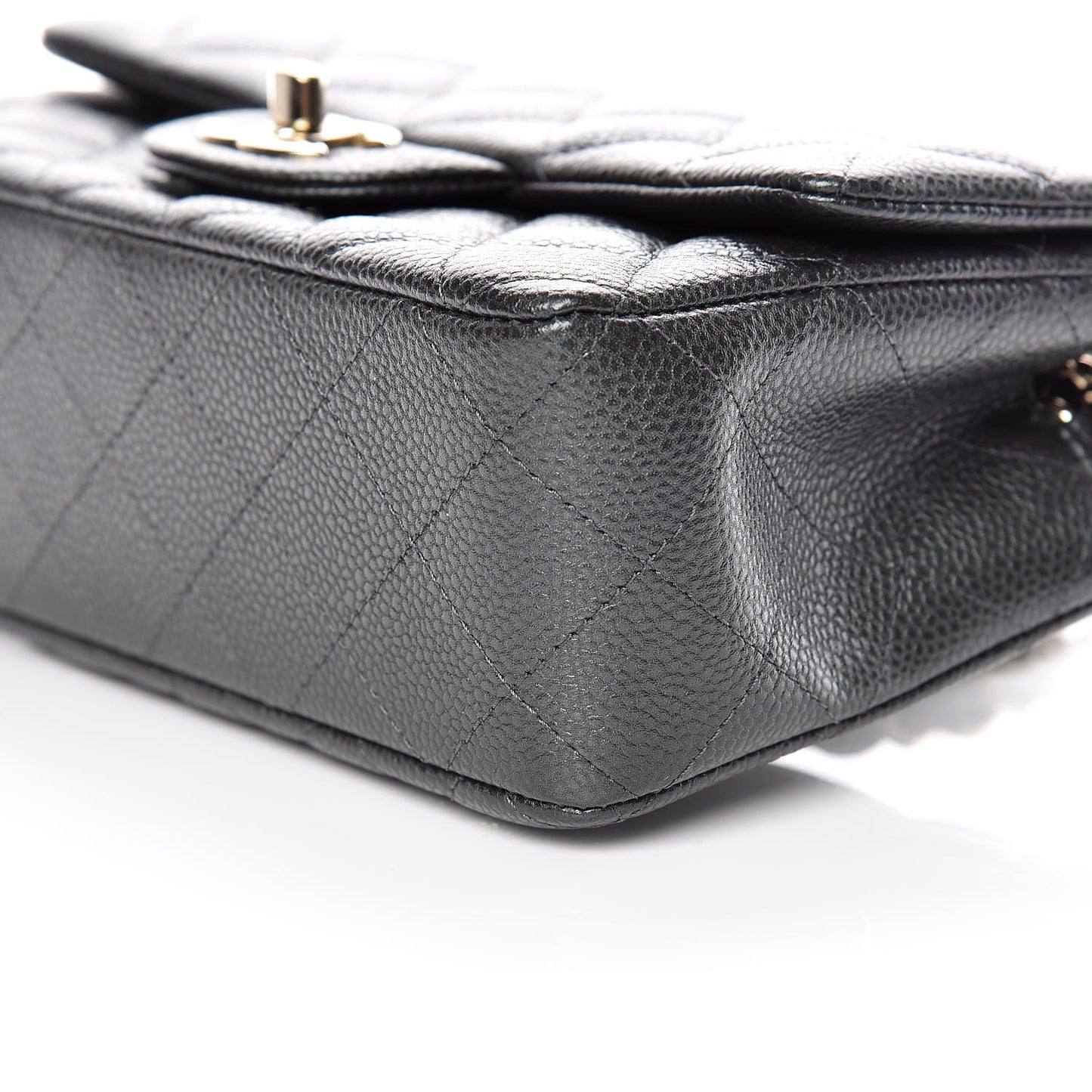 Caviar Quilted Mini Rectangular Flap Dark Grey
