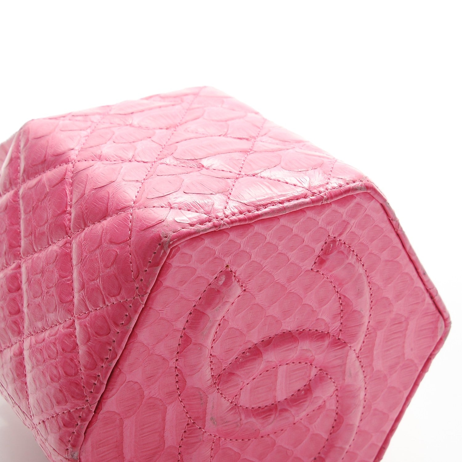 Chanel Python Quilted Drawstring Bag Pink 7 of 10