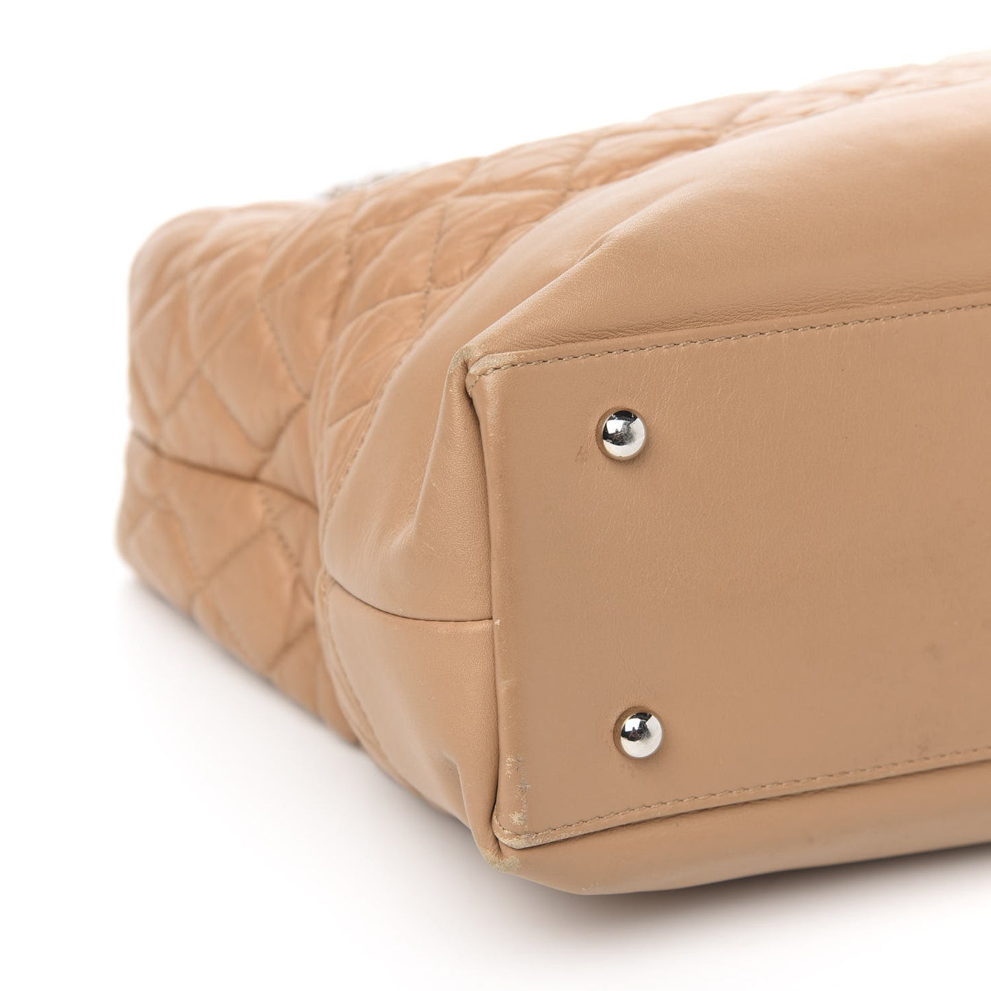 Aged Calfskin Quilted Be CC Tote Beige