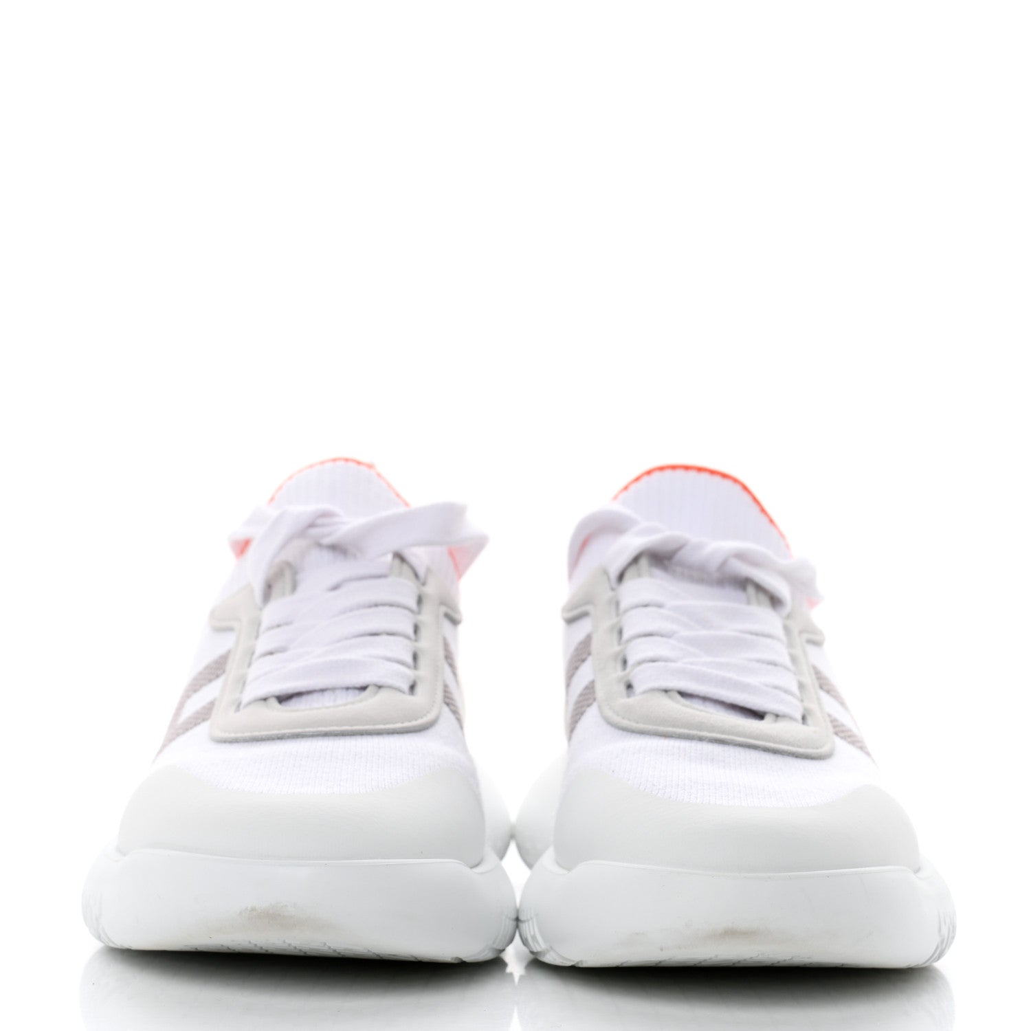 Hermes Knit Suede Goatskin Womens Crew Sneakers 36 White Gris 2 of 7
