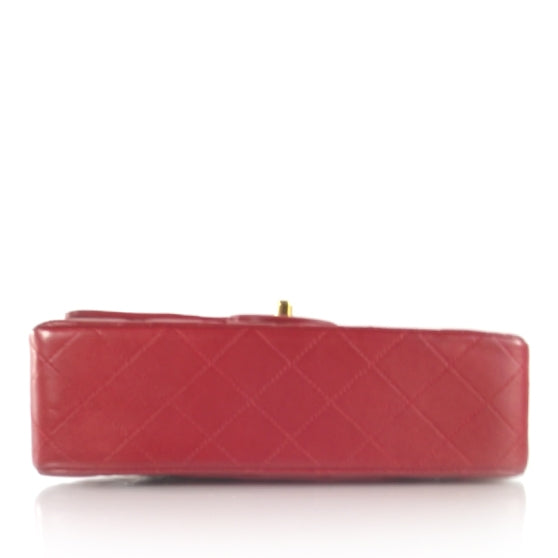 Lambskin Quilted Double Flap Red